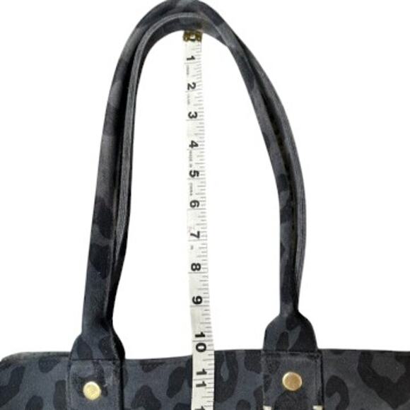 CLARE V Suede Leopard Print Tote Shoulder Bag Gray Black Animal Print - Picture 7 of 9